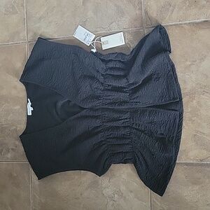 Good American Black Ruched Blouse